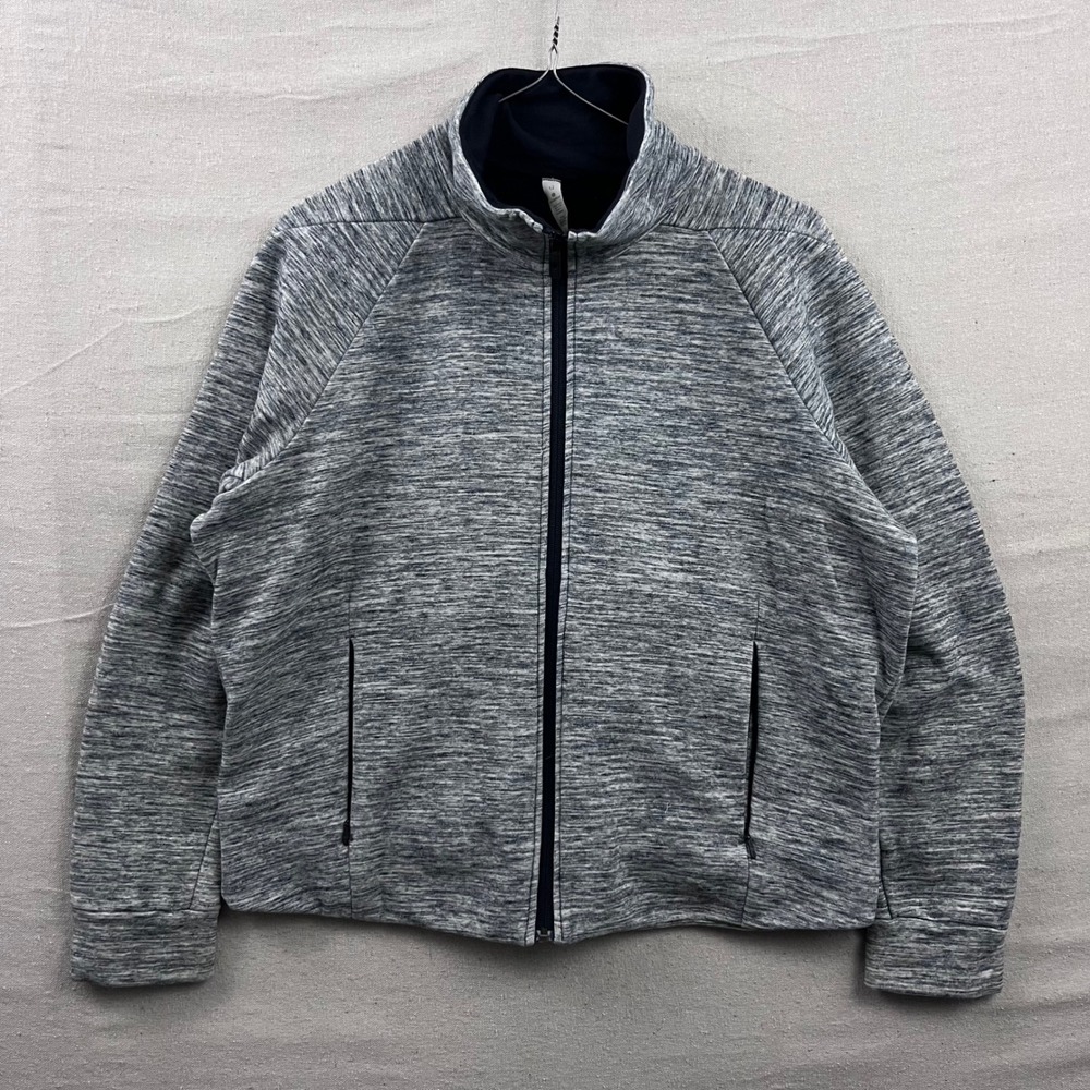 Lululemon Full Zip Jacket Womens 12 Grey Space Dye Mock Neck Pockets